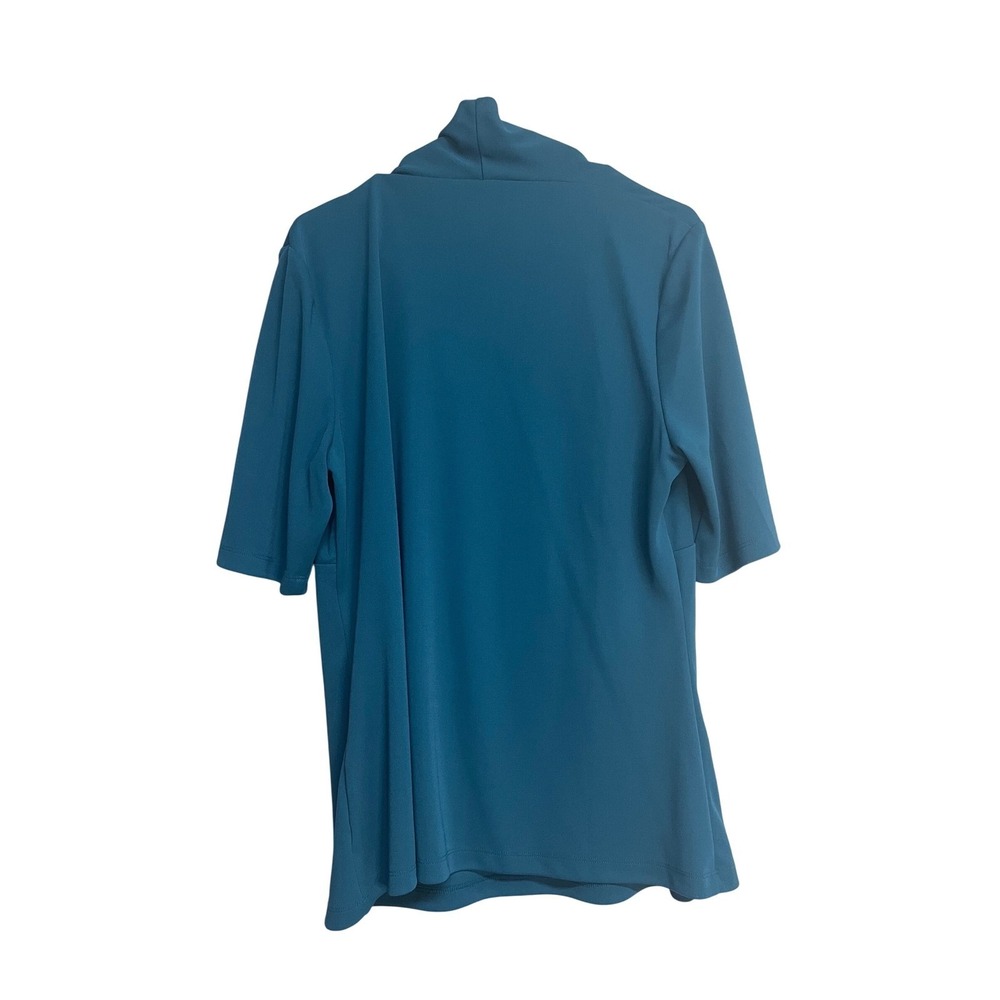 Debbie Shuchat, Turquoise, Short Sleeve, V-Neckline Blouse, Women's Size XL - Picture 2 of 4